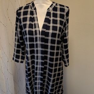 Navy and white shirt dress